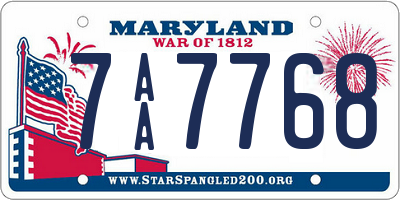 MD license plate 7AA7768