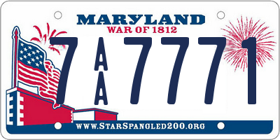 MD license plate 7AA7771