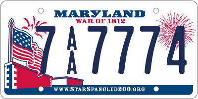 MD license plate 7AA7774