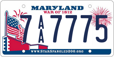 MD license plate 7AA7775