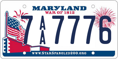 MD license plate 7AA7776