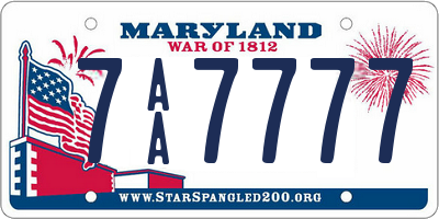 MD license plate 7AA7777