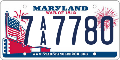 MD license plate 7AA7780