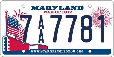 MD license plate 7AA7781