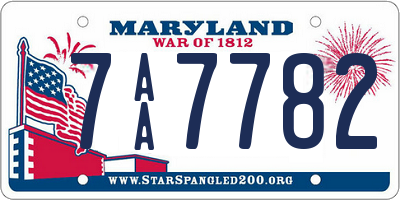 MD license plate 7AA7782