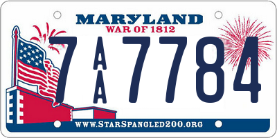 MD license plate 7AA7784