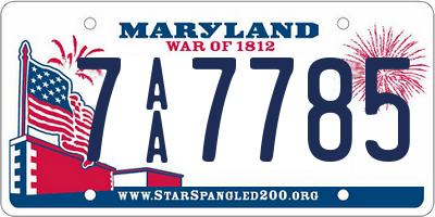 MD license plate 7AA7785