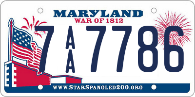 MD license plate 7AA7786