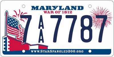 MD license plate 7AA7787