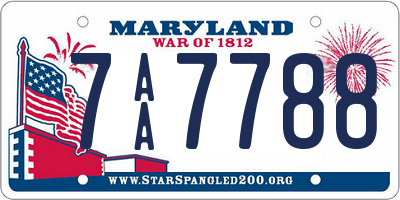 MD license plate 7AA7788