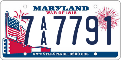 MD license plate 7AA7791