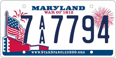 MD license plate 7AA7794