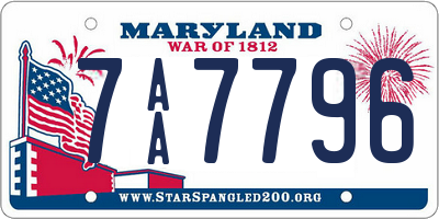 MD license plate 7AA7796