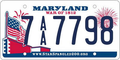 MD license plate 7AA7798