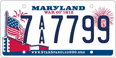 MD license plate 7AA7799