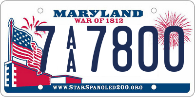 MD license plate 7AA7800