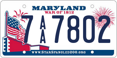 MD license plate 7AA7802