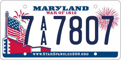 MD license plate 7AA7807