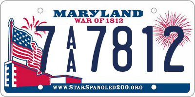 MD license plate 7AA7812