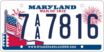 MD license plate 7AA7816