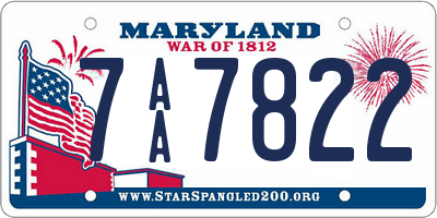 MD license plate 7AA7822