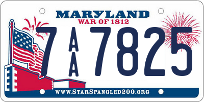 MD license plate 7AA7825