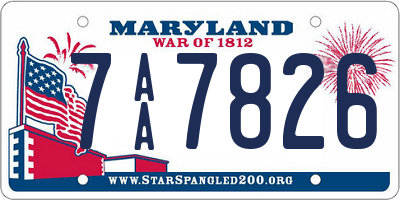 MD license plate 7AA7826