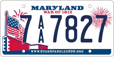 MD license plate 7AA7827