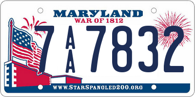 MD license plate 7AA7832