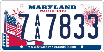 MD license plate 7AA7833