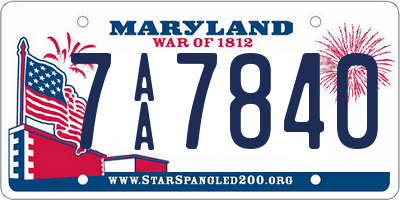 MD license plate 7AA7840