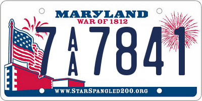 MD license plate 7AA7841