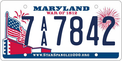 MD license plate 7AA7842