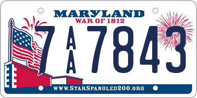 MD license plate 7AA7843