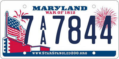 MD license plate 7AA7844