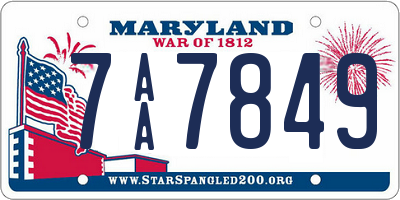 MD license plate 7AA7849