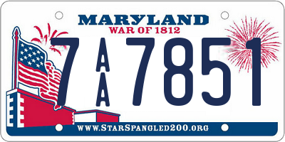 MD license plate 7AA7851