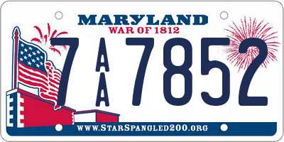 MD license plate 7AA7852