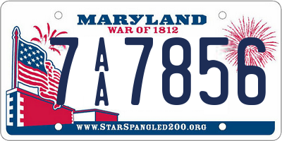 MD license plate 7AA7856