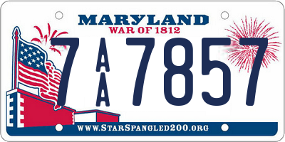 MD license plate 7AA7857