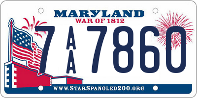 MD license plate 7AA7860