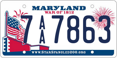 MD license plate 7AA7863