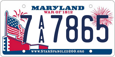 MD license plate 7AA7865