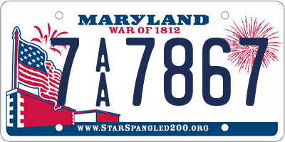 MD license plate 7AA7867