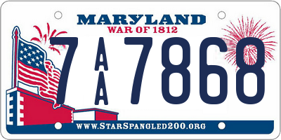 MD license plate 7AA7868