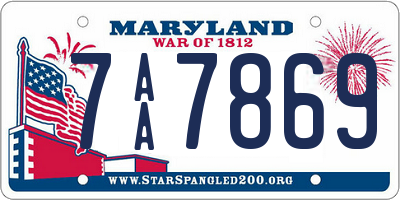 MD license plate 7AA7869