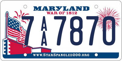 MD license plate 7AA7870