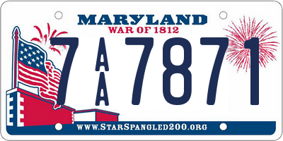 MD license plate 7AA7871