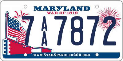 MD license plate 7AA7872