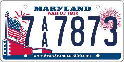 MD license plate 7AA7873